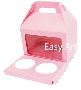 Caixa Maleta para 2 Cupcakes - Pct com 10 Unidades