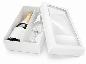 Caixas para Mini Vinho e Taça Com Visor 21x12x6 - Pct com 10 Unidades