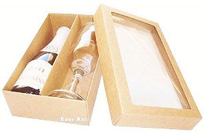 Caixas para Mini Vinho e Taça Com Visor - Pct com 10 Unidades