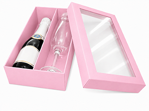 Caixas para Mini Vinho e Taça Com Visor 21x12x6 - Pct com 10 Unidades