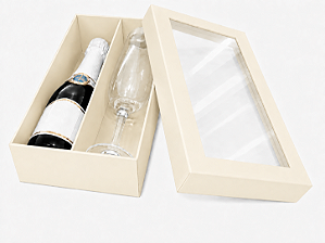 Caixas para Mini Vinho e Taça Com Visor 21x12x6 - Pct com 10 Unidades