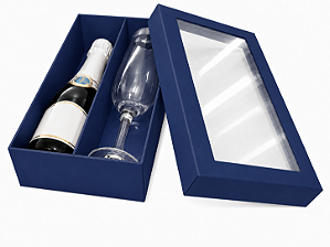Caixas para Mini Vinho e Taça Com Visor 21x12x6 - Pct com 10 Unidades