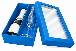 Caixas para Mini Vinho e Taça Com Visor 21x12x6 - Pct com 10 Unidades