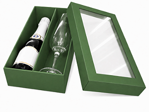 Caixas para Mini Vinho e Taça Com Visor 21x12x6 - Pct com 10 Unidades