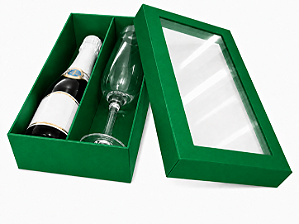 Caixas para Mini Vinho e Taça Com Visor 21x12x6 - Pct com 10 Unidades