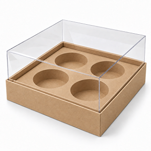 Caixa para 4 Mini Cupcakes 12x12x6 - Pct com 10 Unidades
