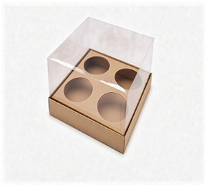 Caixa para 4 Mini Cupcakes - Pct com 10 Unidades