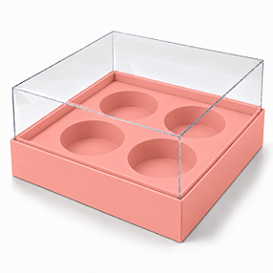 Caixa para 4 Mini Cupcakes 12x12x6 - Pct com 10 Unidades