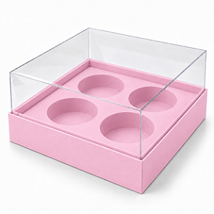 Caixa para 4 Mini Cupcakes 12x12x6 - Pct com 10 Unidades