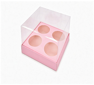 Caixa para 4 Mini Cupcakes - Pct com 10 Unidades