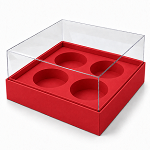 Caixa para 4 Mini Cupcakes 12x12x6 - Pct com 10 Unidades