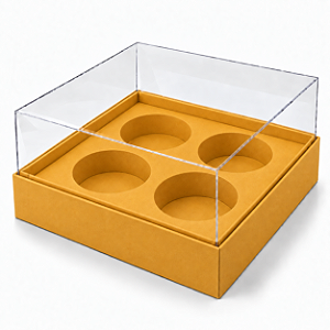 Caixa para 4 Mini Cupcakes 12x12x6 - Pct com 10 Unidades
