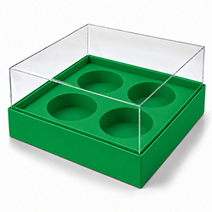 Caixa para 4 Mini Cupcakes 12x12x6 - Pct com 10 Unidades