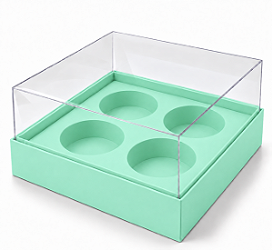Caixa para 4 Mini Cupcakes 12x12x6 - Pct com 10 Unidades