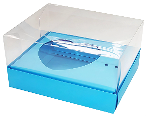 Caixa Coração de Colher / 100g - Azul Turquesa - Pct com 10 Unidades