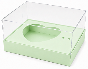 Caixa Coração de Colher / 100g - Verde Claro - Pct com 10 Unidades