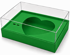 Caixa Coração de Colher / 500g - Verde Bandeira - Pct com 10 Unidades