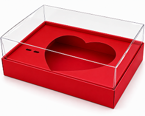 Caixa Coração de Colher / 500g - Vermelho - Pct com 10 Unidades