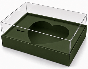 Caixa Coração de Colher / 500g - Verde Musgo - Pct com 10 Unidades