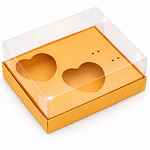 Caixa Coração de Colher / 2x de 100g - Laranja Claro - Pct com 10 Unidades