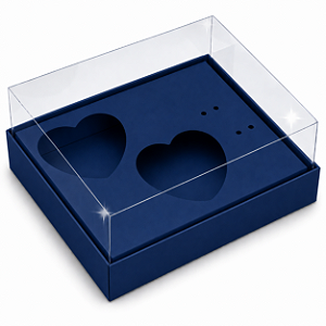 Caixa Coração de Colher / 2x 100g - Azul Marinho - Pct com 10 Unidades