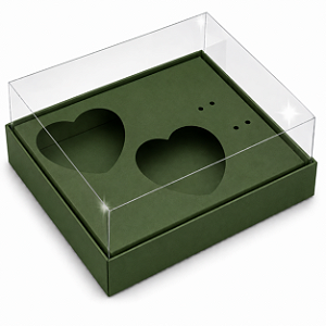 Caixa Coração de Colher 2x de 100g - Verde Musgo - Pct com 10 Unidades