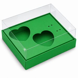 Caixa Coração de Colher 2x de 100g - Verde Bandeira - Pct com 10 unidades