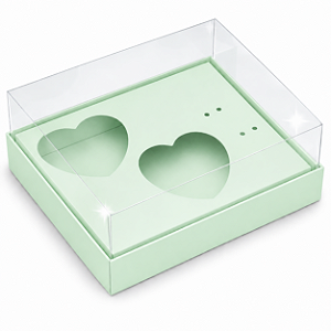 Caixa Coração de Colher 2x de 100g - Verde Claro - Pct com 10 Unidades