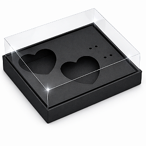 Caixa Coração de Colher 2x de 100g - Preto - Pct com 10 Unidades