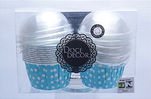 Copinho Forneável para Cupcake Padrão - 6,5 x 3,8 - Azul