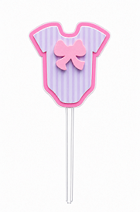 Toppers / Tags para Cupcakes Body Bebê Rosa - Pct com 12 unidades