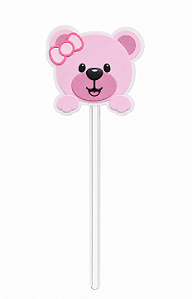 Toppers / Tags para Cupcakes Ursinha Rosa - Pct com 12 unidades
