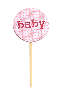 Toppers / Tags para Cupcakes Baby Rosa - Pct com 6 unidades