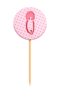 Toppers / Tags para Cupcakes Alfinete Rosa - Pct com 6 unidades