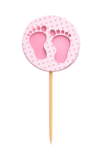 Toppers / Tags para Cupcakes Pezinhos Rosa - Pct com 6 unidades