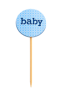 Toppers / Tags para Cupcakes Baby Azul - Pct com 6 unidades