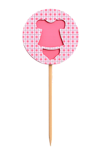 Toppers / Tags para Cupcakes Roupinha Bebê Rosa - Pct com 6 unidades