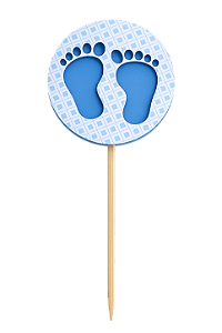 Toppers / Tags para Cupcakes Pezinhos Azuis - Pct com 6 unidades