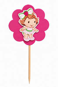 Toppers / Tags para Cupcakes Moranguinho - Pct com 12 unidades
