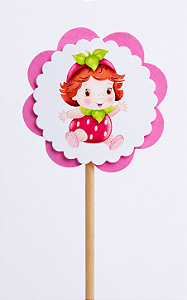 Toppers / Tags para Cupcakes Moranguinho - Pct com 12 unidades