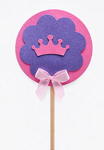 Toppers / Tags para Cupcakes Coroa Princesa Rosa - Pct com 12 unidades