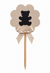 Toppers / Tags para Cupcakes Ursinho Marrom - Pct com 12 unidades