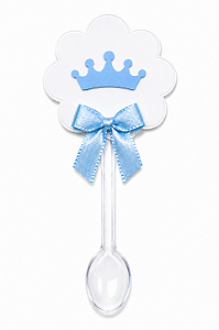 Colher com Tag Coroa Azul - Pct com 12 Unidades