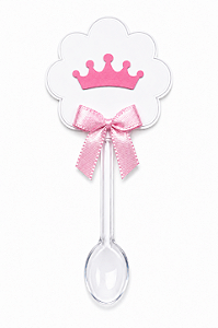 Colher com Tag Coroa Rosa - Pct com 12 Unidades