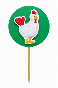 Toppers / Tags para Cupcakes Galinha - Pct com 12 unidades