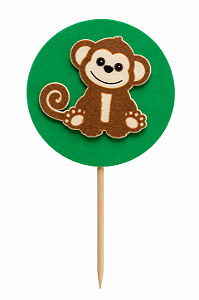 Toppers / Tags para Cupcakes Macaquinho - Pct com 12 unidades