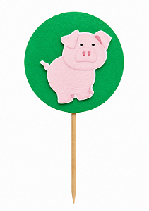 Toppers / Tags para Cupcakes Porquinho - Pct com 12 unidades