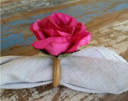 Porta Guardanapos / Flores de Tecido - Rosa - Pct com 24 Unidades