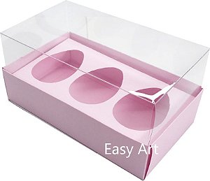 Caixa Ovo de Colher 3x 50g - Pct com 10 Unidades - Rosa Claro