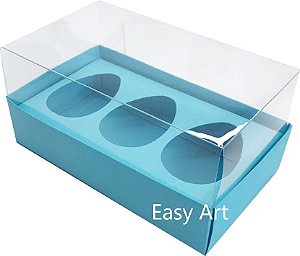 Caixa Ovo de Colher 3x 50g - Pct com 10 Unidades - Azul Tiffany